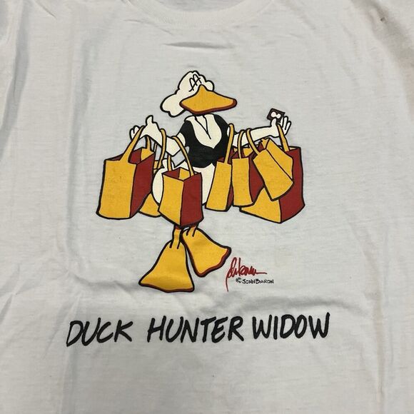 Vintage 80s Duck Hunter Widow Hunting Shirt Medium 20x26 USA - Picture 2 of 7